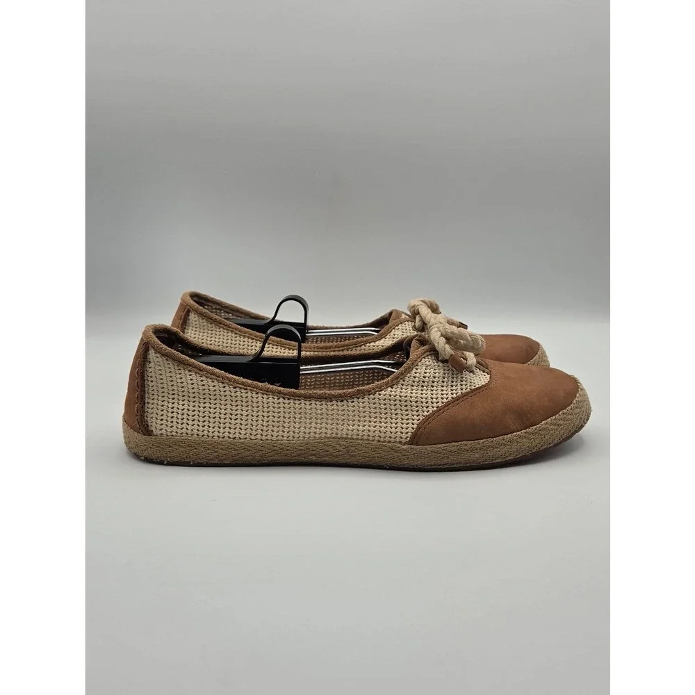 UGG Catrin Crochet Women's Flats Size 9 Chestnut Cream Espadrille
